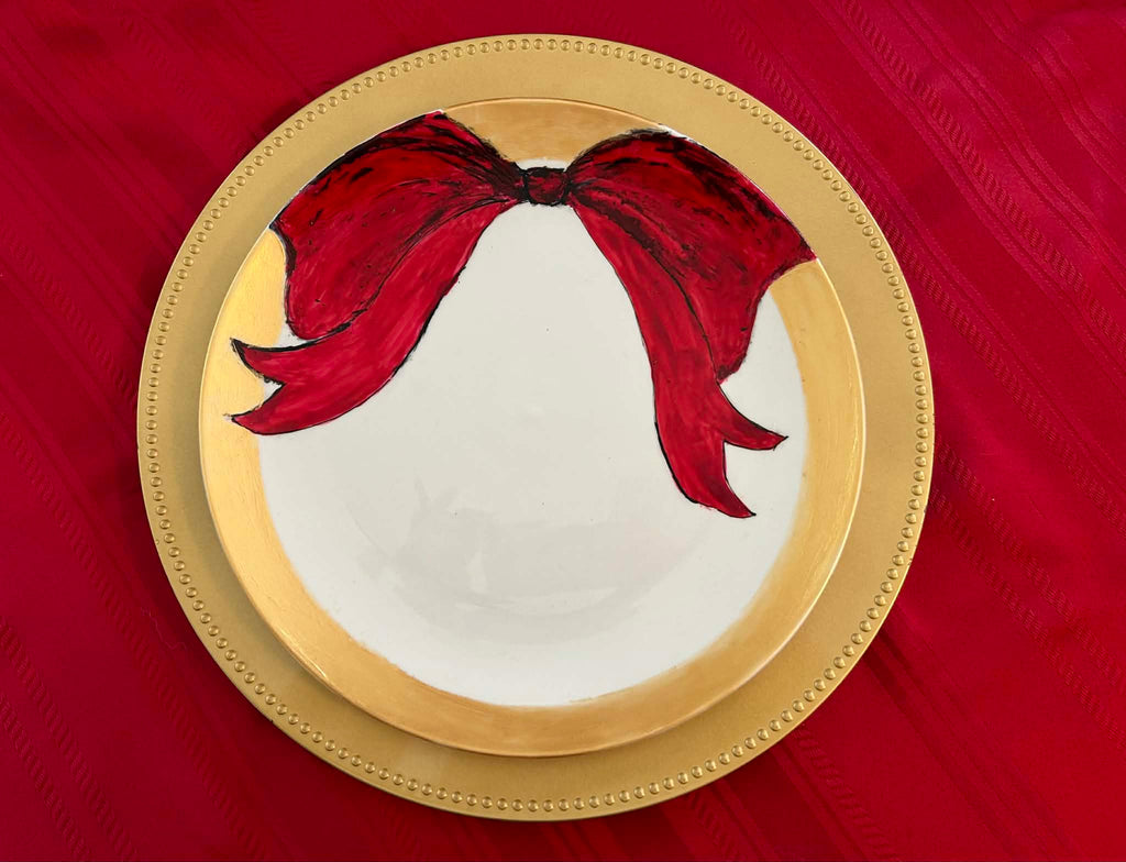 Red Bow Christmas Dinner plates