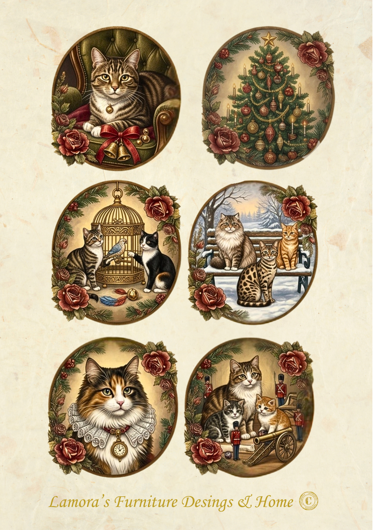 Holiday Rice Paper-Whiskers & Wag Design (cats)