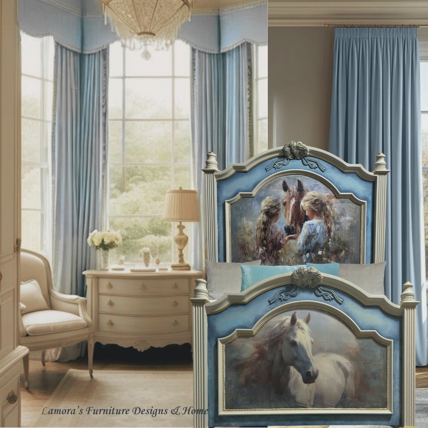 Twin  Bed Horse Design